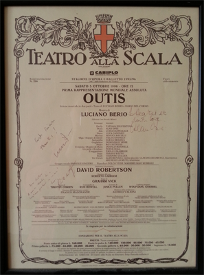 Locandina di 'Outis' alla Scala di Milano, 1996