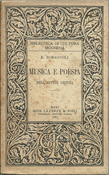 Grontespizio libro Romagnoli Musica e poesia